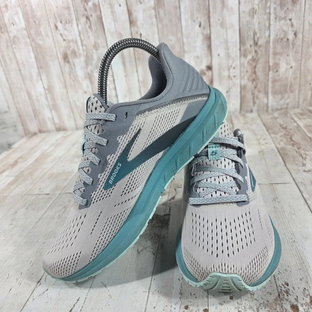 Brooks Anthem 5 Womens Grey Teal Running Shoes 1203651B028 Size 7 B Medium